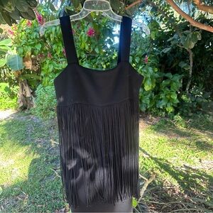 Andrea Jovine Vintage 90s Black Fringe Dress country western festival holiday M